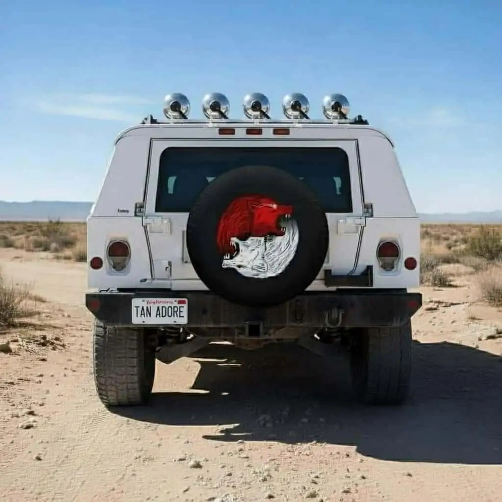 Red White Wolf Designed Spare Wheel Tire Cover